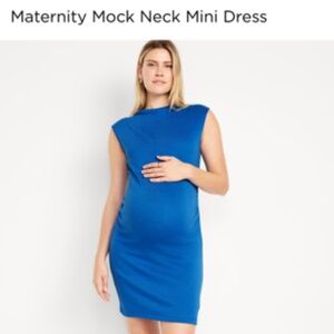 Blue Old Navy Mock Neck Mini Maternity dress - M